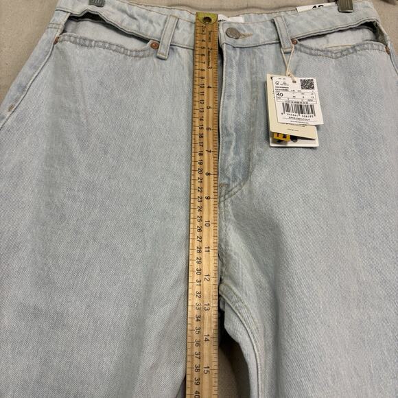 MNG by Mango Womens Boho Festival Denim Jeans Size 8 Lt Wash Wide Leg Cut Out - Picture 5 of 10